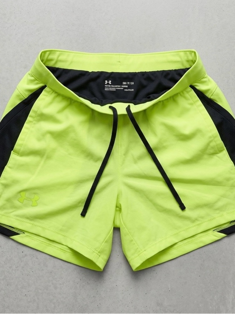 Under Armour Men's Neon Yellow-Green Athletic Shorts with Black Trim